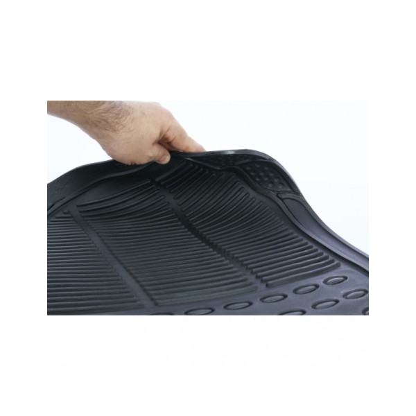 Alfombrilla de Goma para Coches Alfombra Goma Recortable Juego de 4 Piezas Color Negro